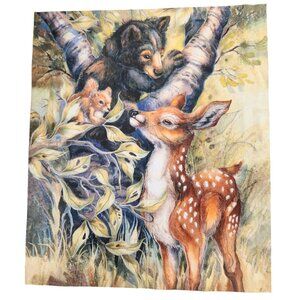 North American Wildlife Fabric Panel By Robert Kaufman Deer Bears 20x23 Inches C
